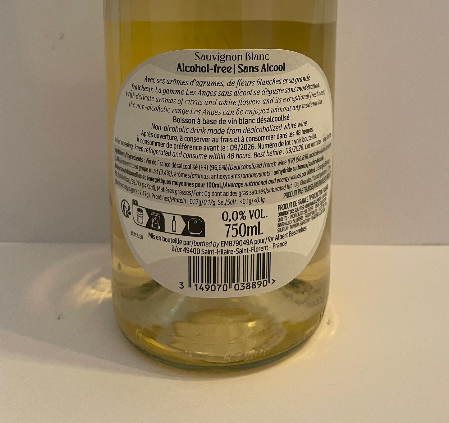 Vin blanc sans alcool - Sauvignon